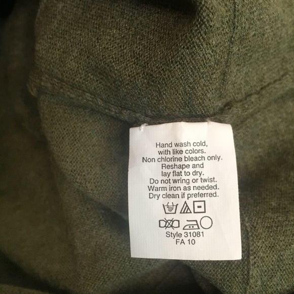 J. CREW Sweater Crew Neck Ruffled Tiers Cotton Wool Knit Olive Green Small - Picture 13 of 15